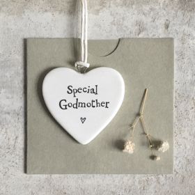 Special Godmother - Small Hanging Porcelain Heart